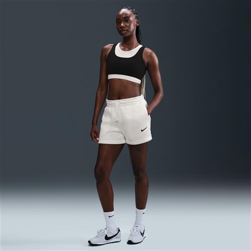 Nike Phoenix Fleece-shorts med mellemhøj talje til kvinder (10,2 cm) - hvid