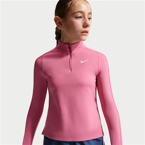 Langærmet Nike Dri-FIT-top med 1/4 lynlås til piger - Pink