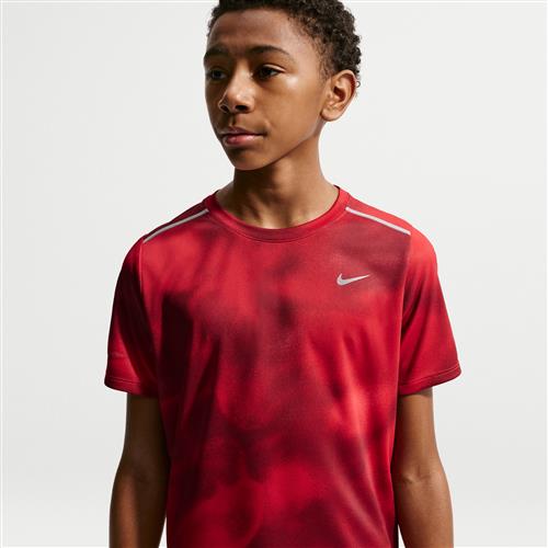 Kortærmet Nike Miler Dri-FIT-løbetrøje til børn - rød