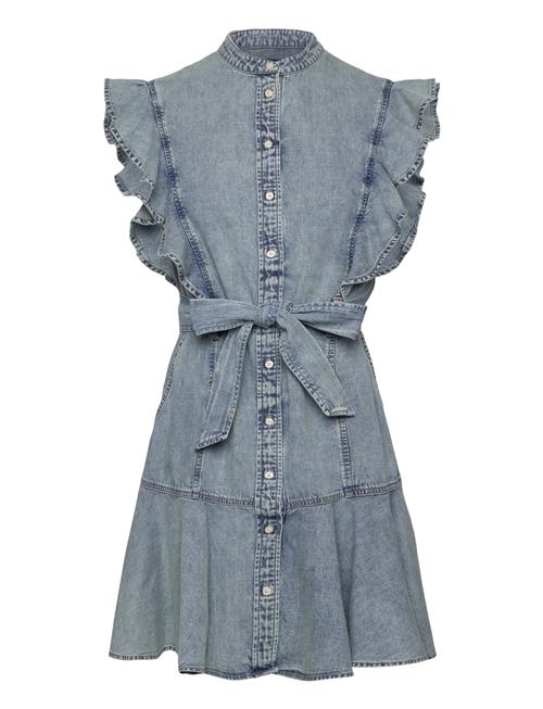 Lauren Ralph Lauren | Belted Denim Flutter-Sleeve Shirtdress | 44