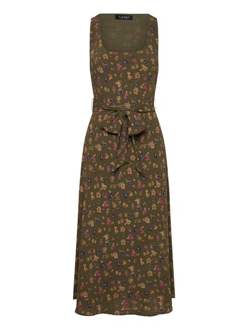 Lauren Ralph Lauren | Floral Belted Crepe Sleeveless Dress | 38