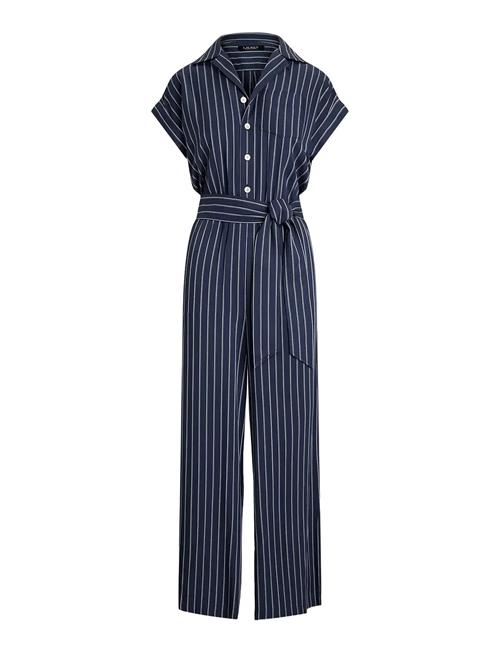 Lauren Ralph Lauren | Striped Belted Twill Wide-Leg Jumpsuit | 36