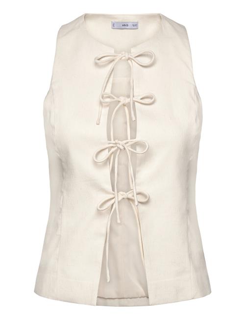 Mango | Linen-Blend Top With Bow | XS