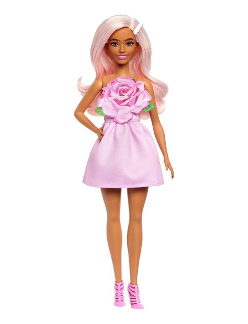 Barbie | Fashionistas Doll #238 In Strapless Rose Dress, Pink Hair With Barrette Accessory | ONE SIZE