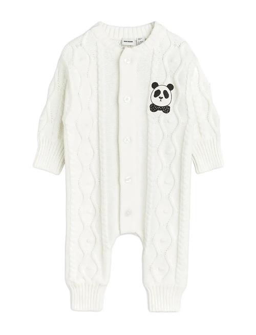 Mini Rodini | Panda Texture Knit Baby Onesie | 80/86
