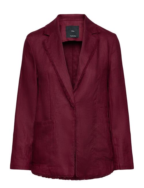 Mango | Linen Suit Jacket With Frayed Ends | M