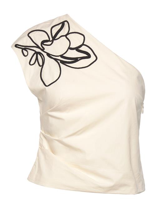 Mango | Asymmetrical Flower-Embroidered Top | XS