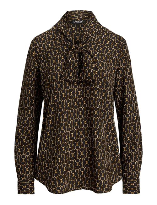 Lauren Ralph Lauren | Chain-Print Crepe Tie-Neck Blouse | S