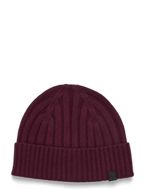 Lauren Ralph Lauren | Leather-Trim Rib-Knit Beanie | ONE SIZE