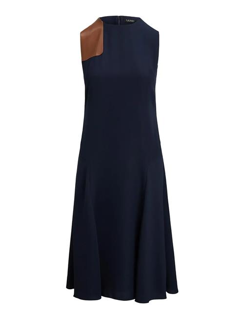 Lauren Ralph Lauren | Faux-Leather-Trim Georgette Dress | 38