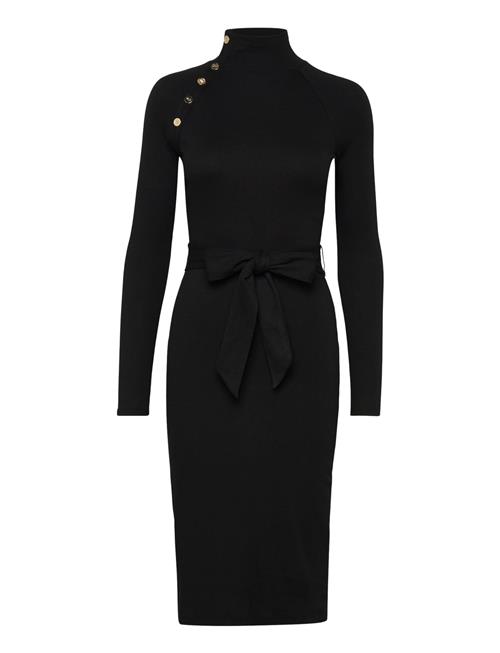 Lauren Ralph Lauren | Button-Trim Rib-Knit Mockneck Dress | XS