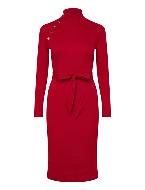 Lauren Ralph Lauren | Button-Trim Rib-Knit Mockneck Dress | L