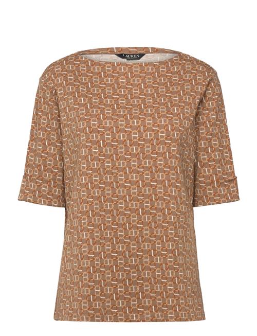 Lauren Women | Geo-Print Stretch Cotton Boatneck Tee | 54-56