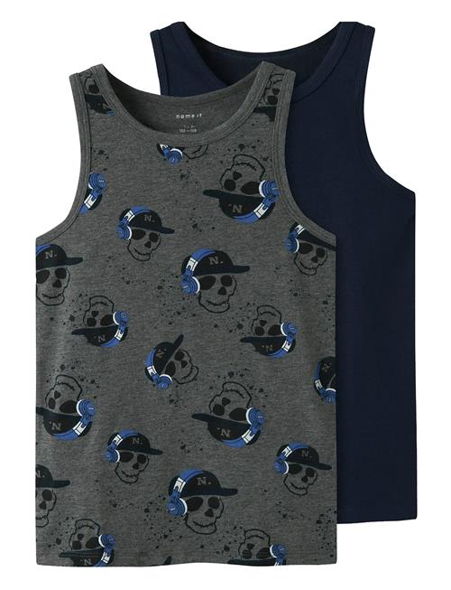 name it | Nkmtank Top 2P Dark Grey Mel Skull Noos | 134-140