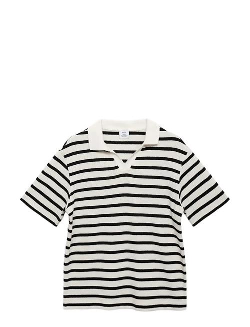 Mango | Striped Textured Knitted Polo Shirt | L