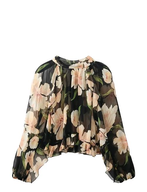 Mango | Semi-Transparent Floral Blouse | S