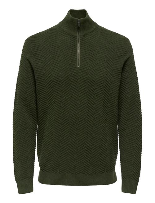 ONLY & SONS | Onsmace Reg Herringbone Half Zip Knit Ns | L