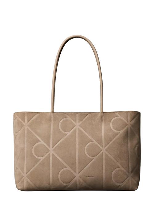 Calvin Klein | Emblem Aop Embossed Suede Tote | ONE SIZE