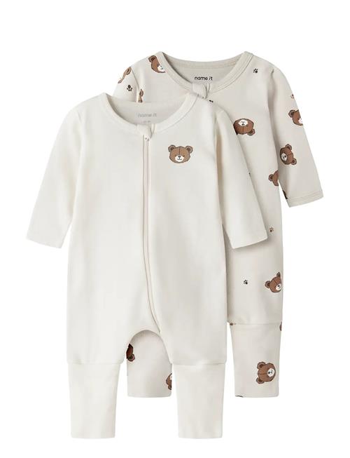 name it | Nbnnightsuit 2P Zip Ff Pumice Bear Noos | 86