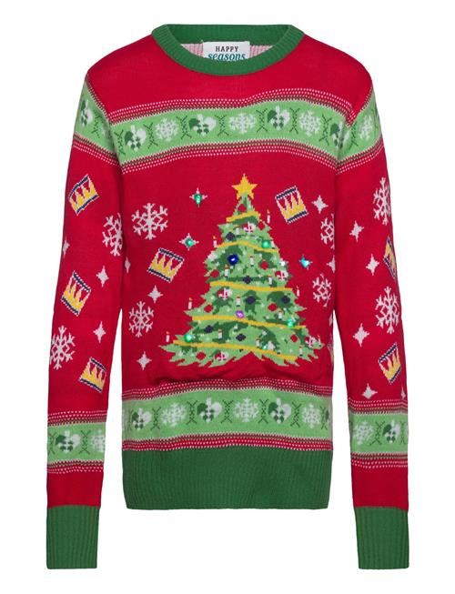 Happy Seasons | Christmas Tree Christmas Sweater Red | 5-6ÅR