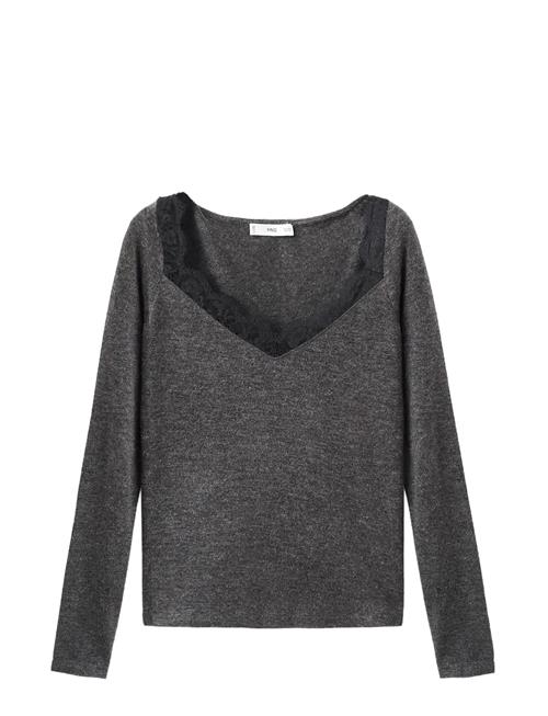 Mango | Lace-Trimmed Scoop-Neck Top | L