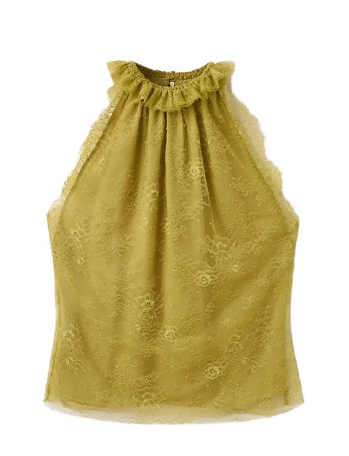 Mango | Lace Top With Ruff Collar | M