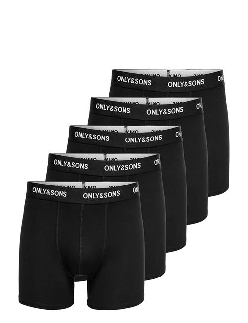 ONLY & SONS | Onsfitz Solid Black Boxer 5-Pack | M