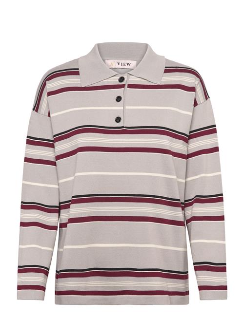A-View | Polo Long Sleeve Stripe Knit Blouse | S