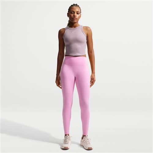 Højtaljede Nike One Seamless Front-leggings i fuld længde til kvinder - Pink
