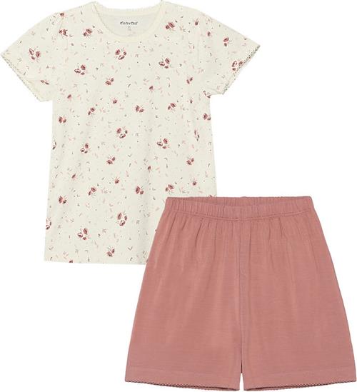 Minymo Nattøj - 2-delt - Viskose - Peach Whip m. Blomster
