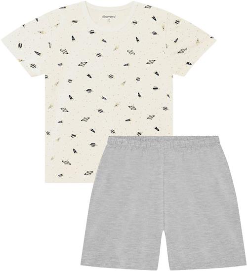 Minymo Nattøj - 2-delt - Viskose - Niagara Mist m. Planeter