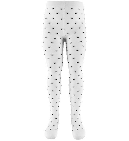 Fuzzies Strømpebukser - Off White/Charcoal Grey m. Prikker