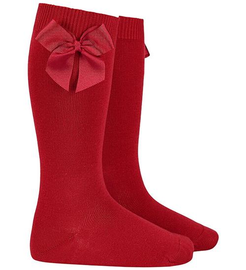 Condor Knæstrømper - Red Velve m. Sløjfe