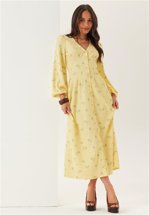 BUBBLEROOM Midi Button Volume Sleeve Dress