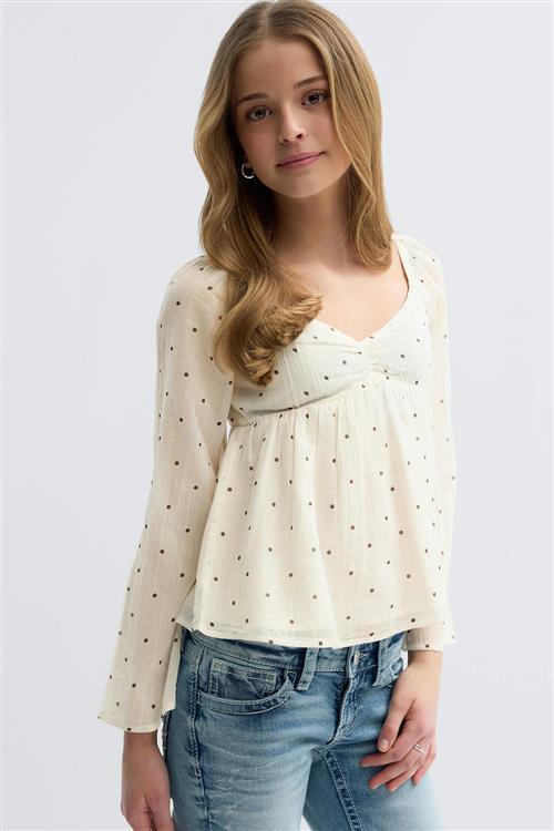 Gina Tricot - Y heart shape blouse - Bluser til piger 9–14 år - Beige - 158/164 - Pige