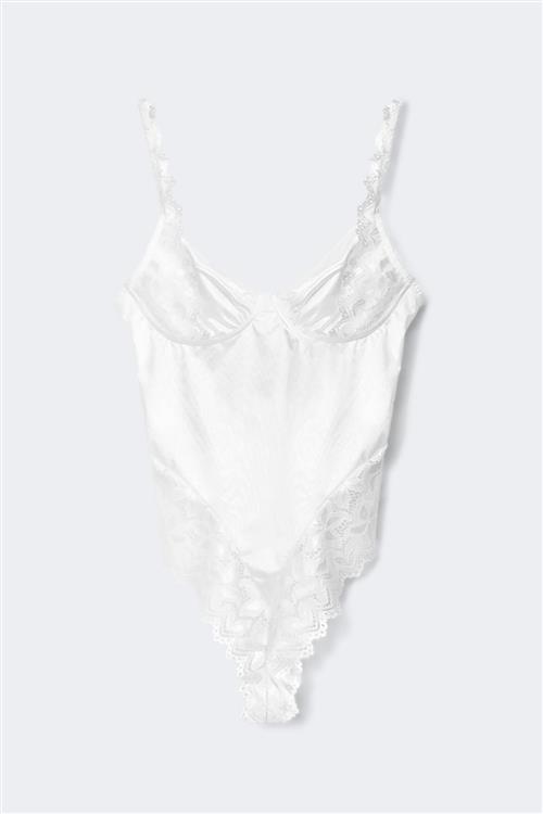 Gina Tricot - Lace detail body - Bodystockings - Hvid - XS - Dame