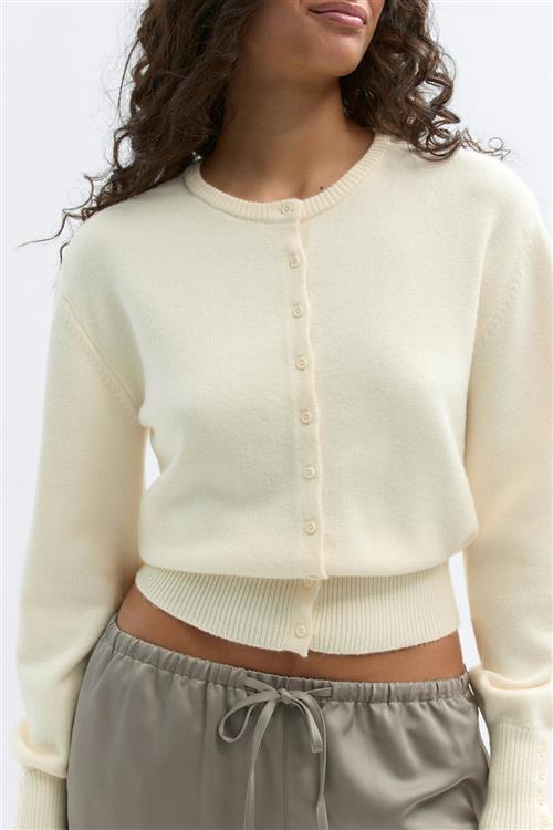 Gina Tricot - Knitted cardigan - Cardigans - Hvid - M - Dame