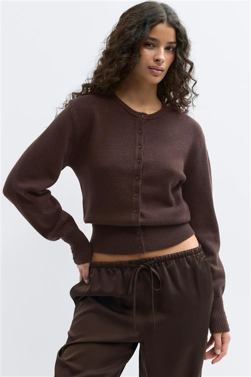 Gina Tricot - Knitted cardigan - Cardigans - Brun - L - Dame