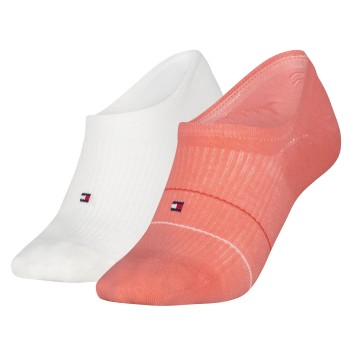 Tommy Hilfiger Strømper 2P Cotton Blend Logo Footie Socks Koral/Hvid 35/38 Dame