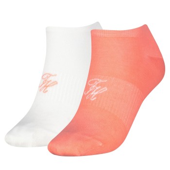 Tommy Hilfiger Strømper 2P Cotton Blend Logo Sneaker Socks Koral/Hvid Str 39/42 Dame