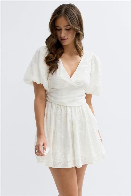 Gina Tricot - Embroidered mini dress - korte kjoler - Hvid - 44 - Dame