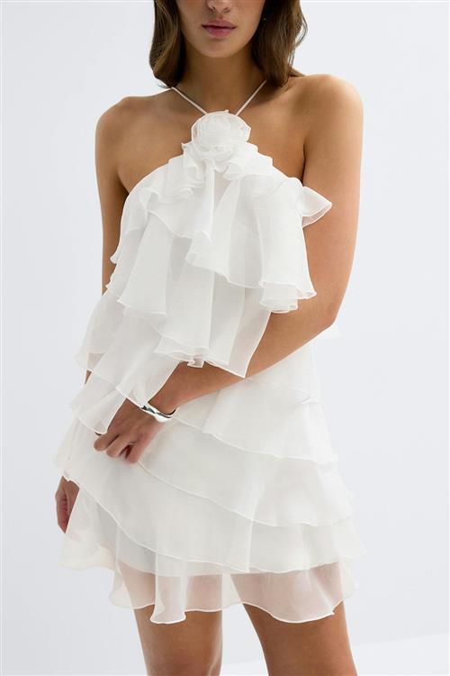 Gina Tricot - Frill mini dress - korte kjoler - Hvid - 34 - Dame