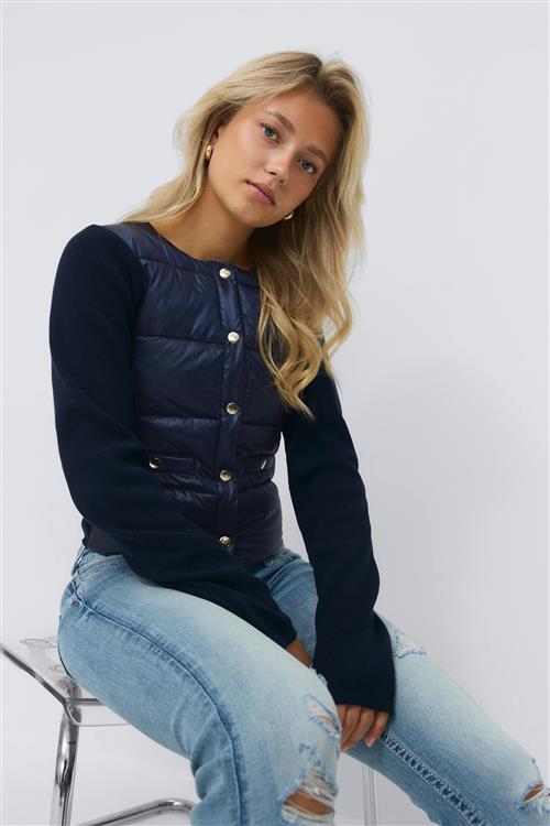 Gina Tricot - 14+ padded rib jacket - jakke - Blå - XXS - Dame