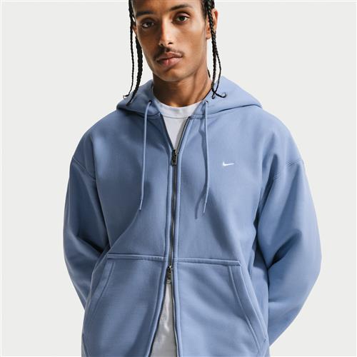 Nike Solo Swoosh-hættetrøje i fleece med fuld lynlås til mænd - blå