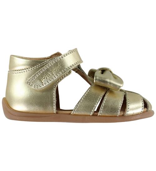 Pom Pom Sandaler - Bow Velcro - Pale Gold