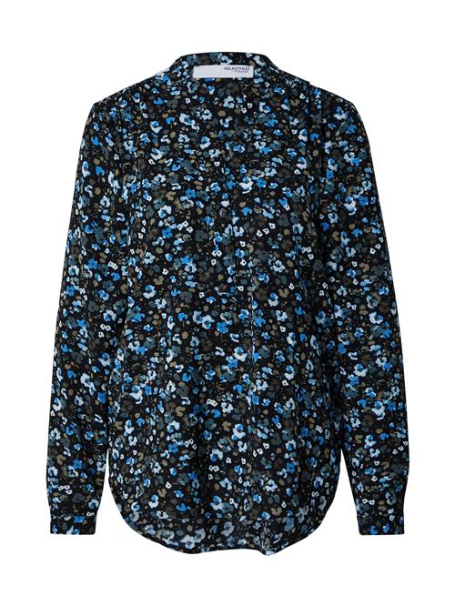 SELECTED Bluse  lyseblå / oliven / sort / hvid