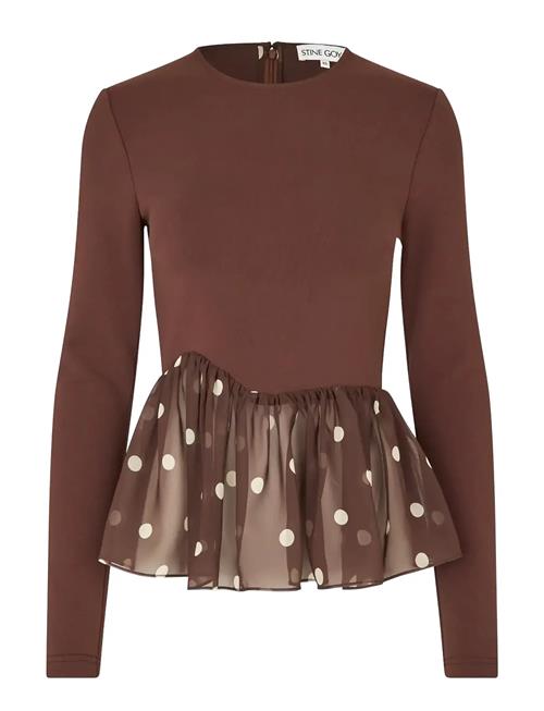 STINE GOYA | Jersey / Georgette Combo, Asymmetrical Draped Top | XS