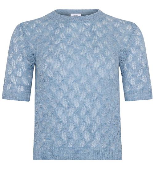 Grunt Bluse - Strikket - Hulmønster - GrGoa - Light Blue