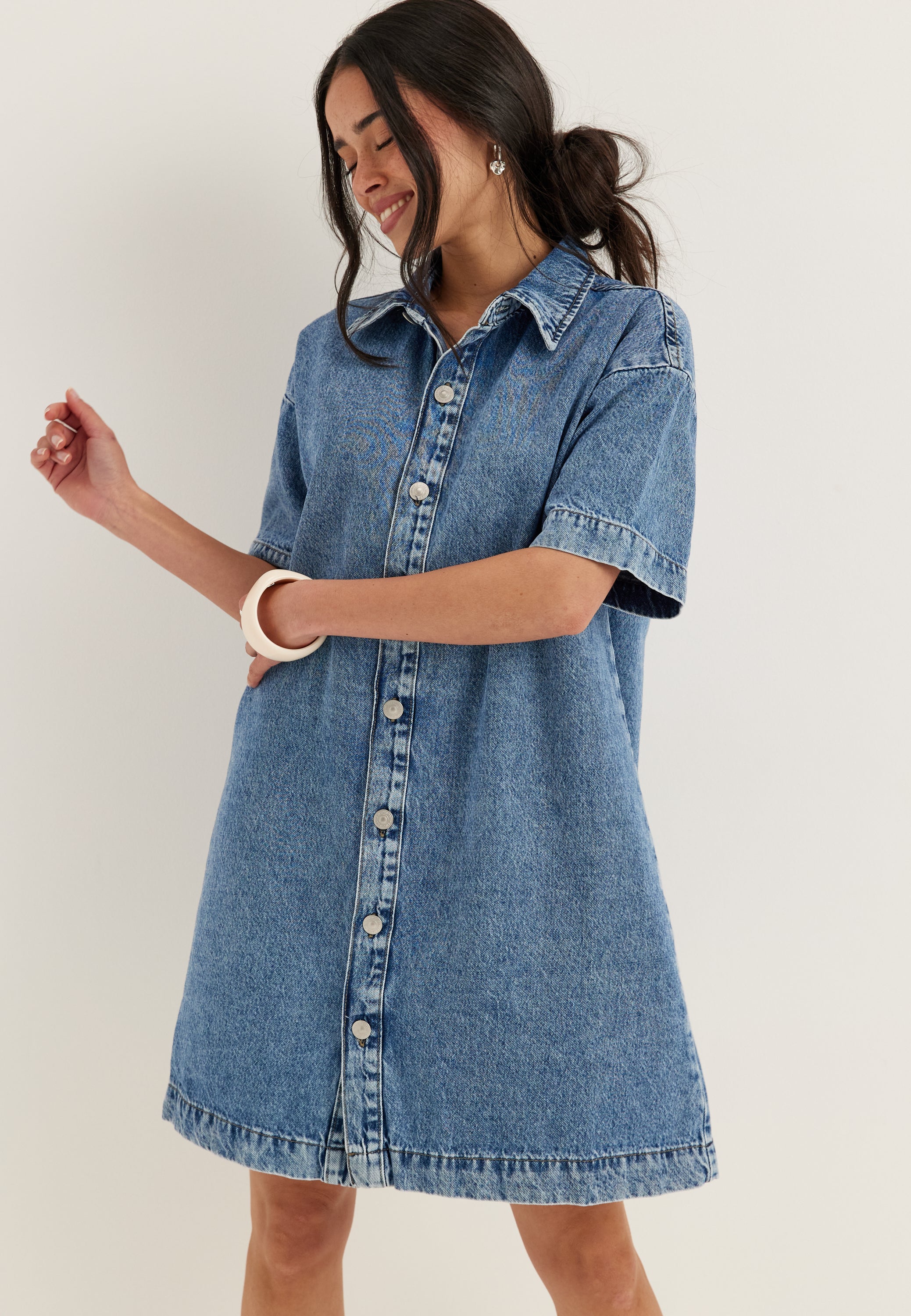 Pieces Pcsky Ss A-shape Denim Dress NOOS
