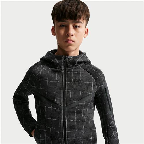 Nike Tech Fleece - hættetrøje med lynlås til større børn (drenge) - grå